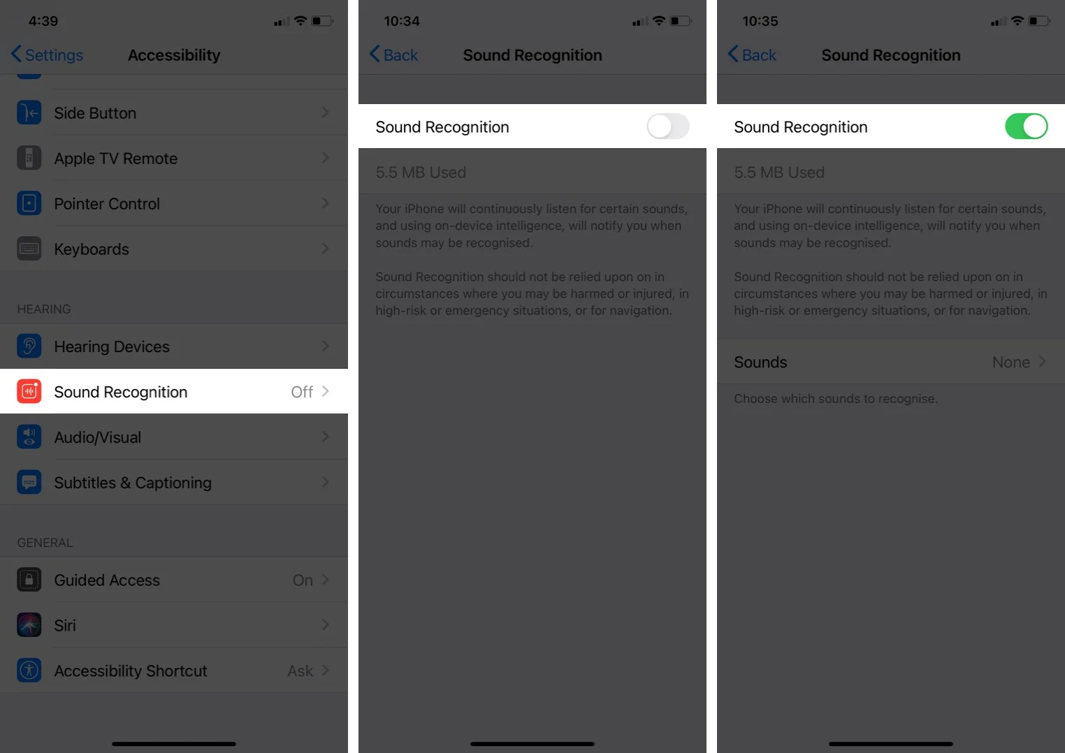 enable sound recognition in ios 14 on iphone