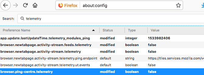 Change or disable telemetry in Firefox