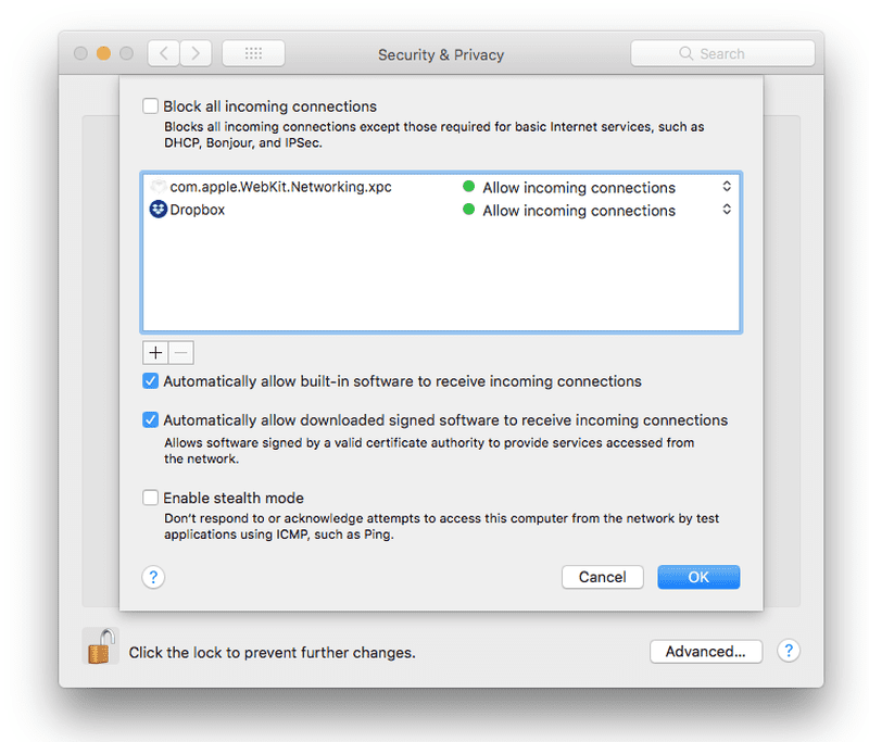 Turn on the Firewall