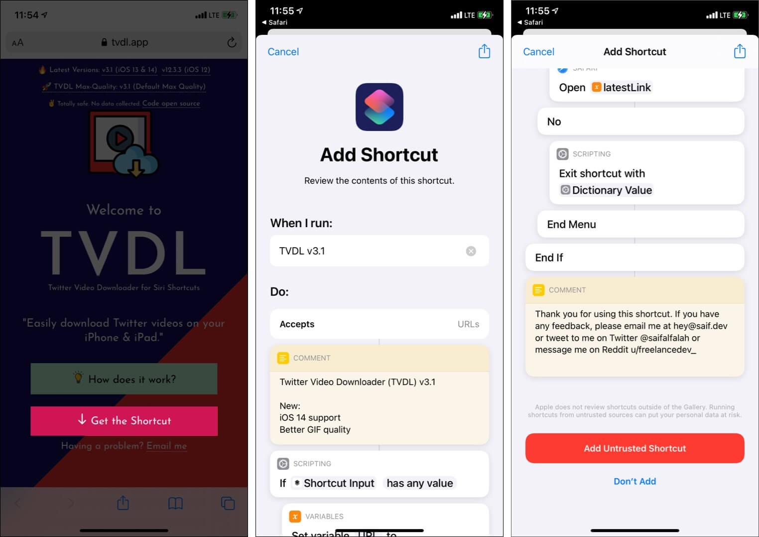 Get Twitter Video Download Shortcut
