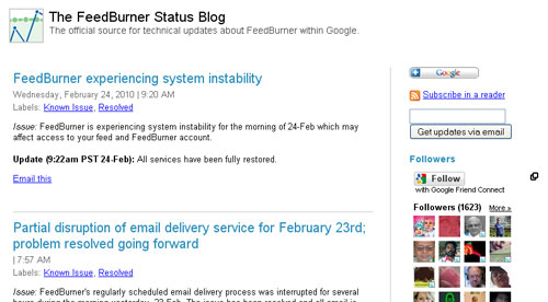 The FeedBurner support blog