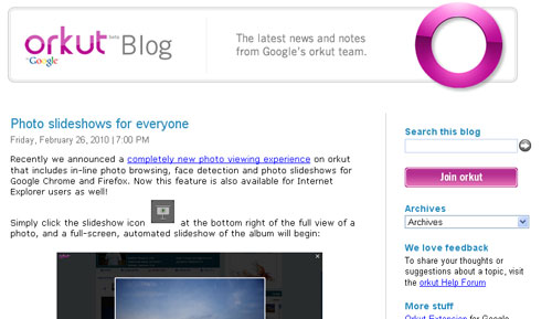 Orkut blog
