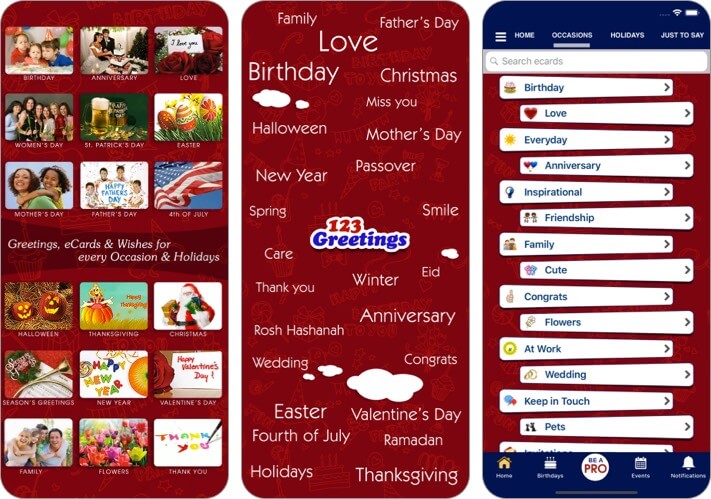 Greeting Cards and Wishes iPhone App Screenshot
