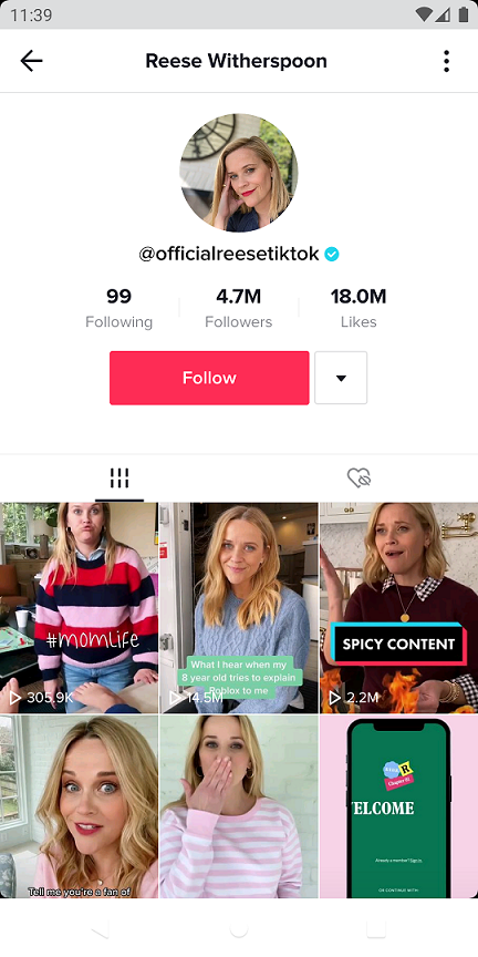 Reese Witherspoon TikTok Account - How to get verified on Tiktok