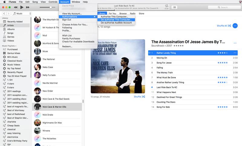 How to deauthorise iTunes on Mac