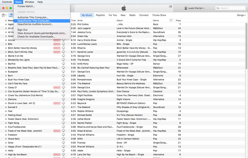 How to reset a Mac to factory settings: De-authorise iTunes