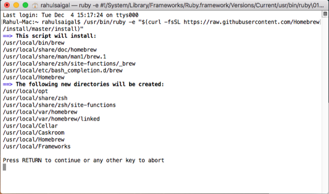 install homebrew with a single command