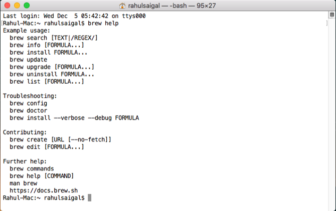 brew help to list all commands