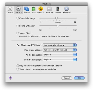 playback settings