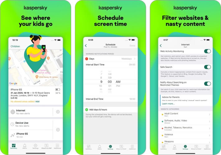 Kaspersky Safe Kids iPhone and iPad Parental Control App Screenshot
