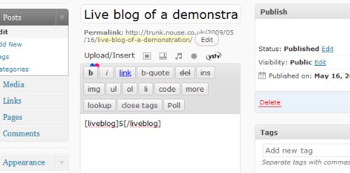 live blogging with wordpress