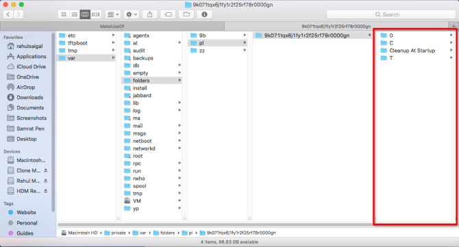 location of private var folder