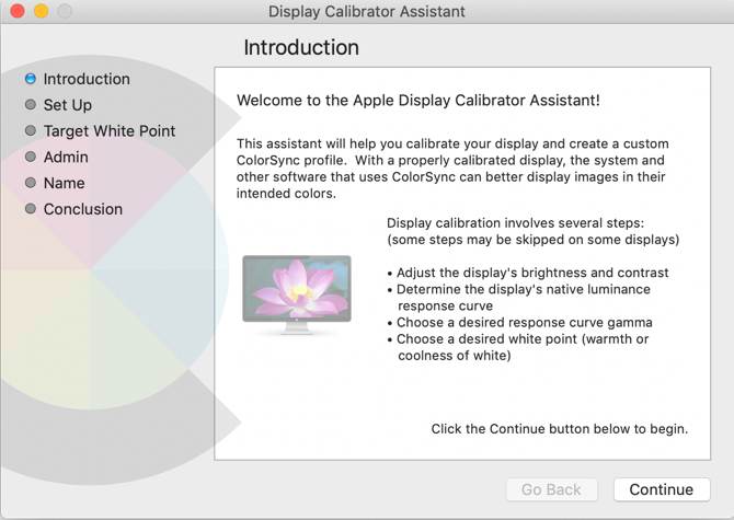 Calibrating the display on a MacBook