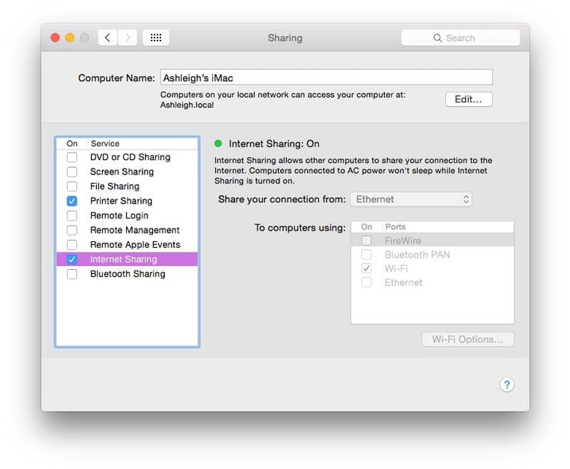Remote Apple Events, Internet Sharing, Bluetooth Sharing and Content Caching