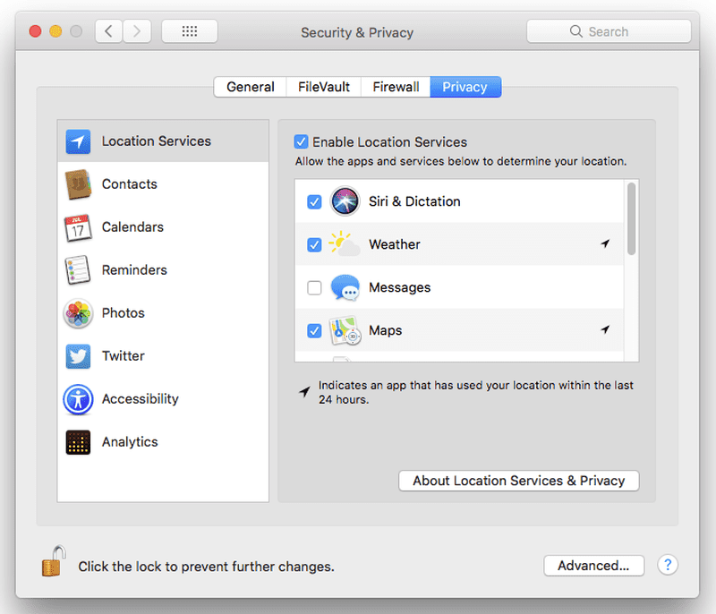 Check your privacy settings