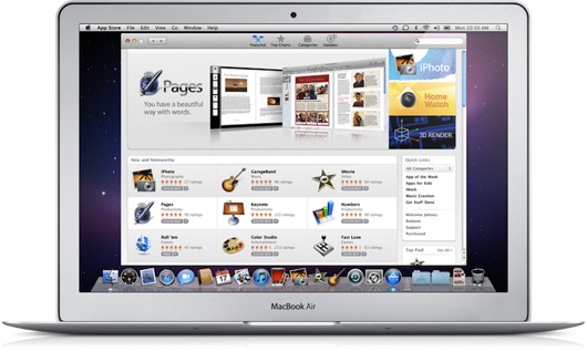 Mac App Store running on MacBook Air Mac App Store running on MacBook Air