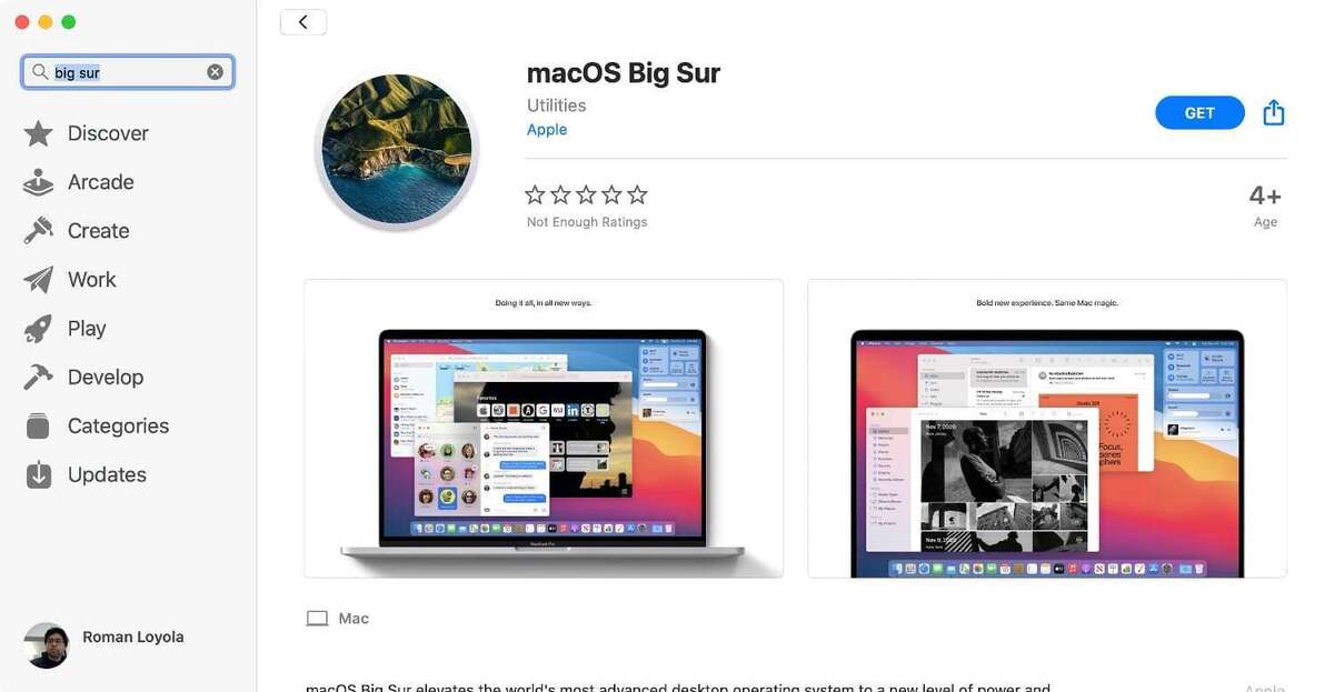 macos big sur app store