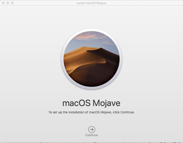 macOS Mojave Installer Welcome Screen