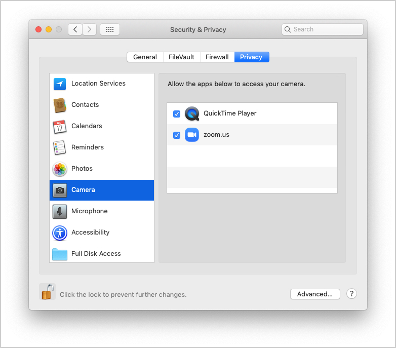 Make sure app has permission to access Mac's camera
