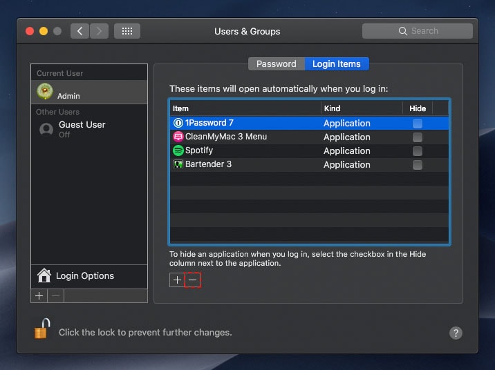 manage startup items