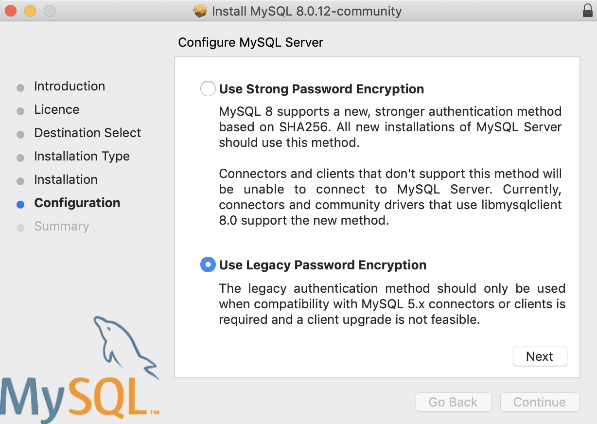 mojave mysql 8 legacy password