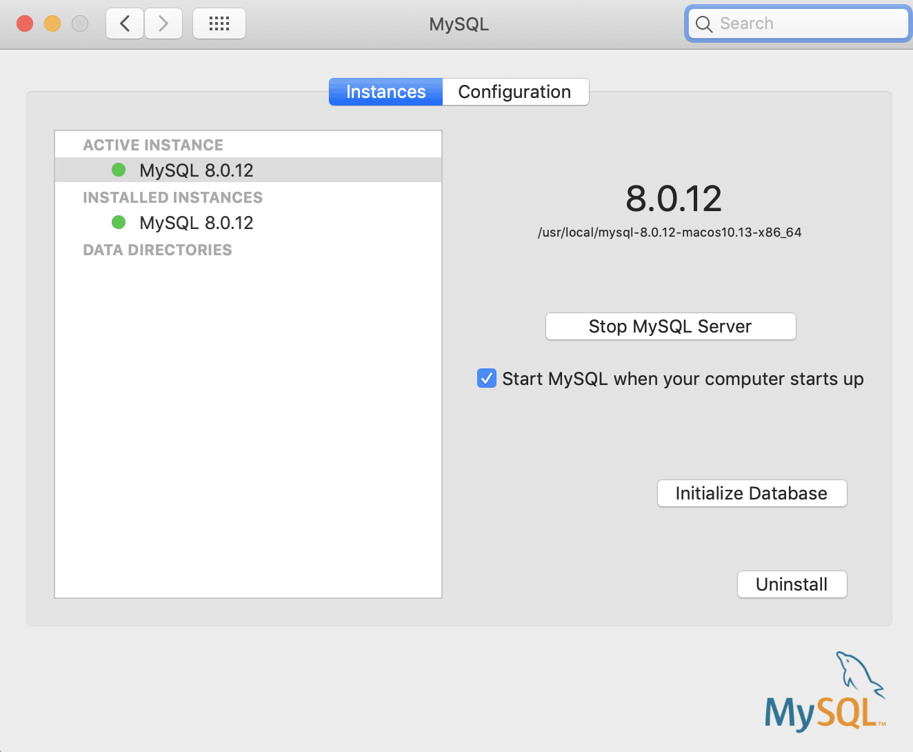 mojave mysql system preference