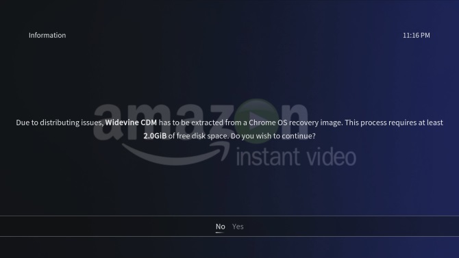 Install Widevine to enable streaming of VOD content from Amazon and Netflix