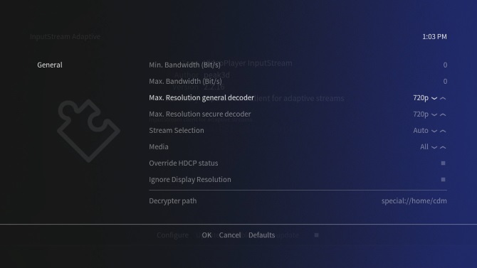 Configure resolution on the Netflix add-on