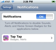 notifications settings