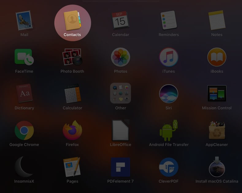 open contacts app on mac