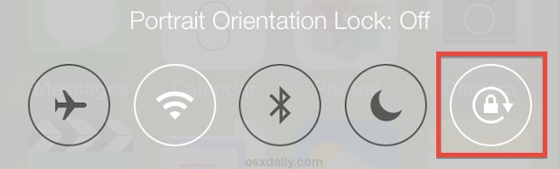 Orientation lock in iOS Control Center