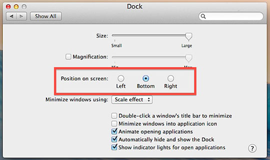 Change the Position of the Dock in OS X