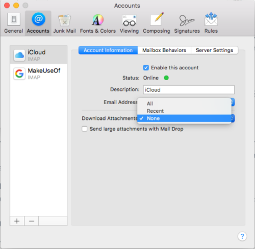 prevent downloading Mail attachments