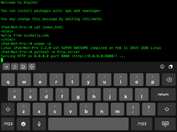 Python simple web server running on iOS