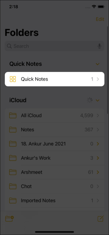 Quick Notes on iPhone in iOS 15
