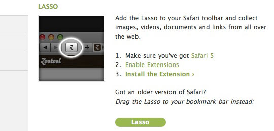 safari extension,ZooTool Lasso