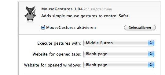 safari extension, Safari 5 Mouse Gestures