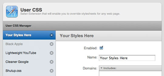 safari extension, User CSS