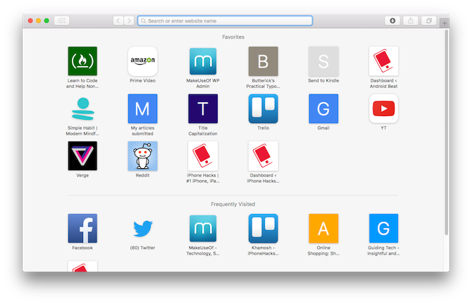 safari favorites screen