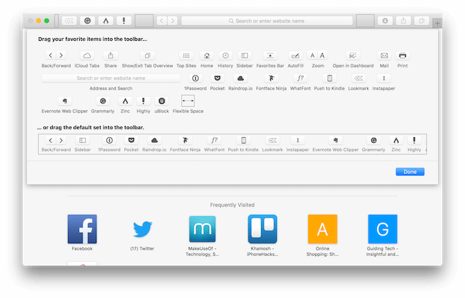 safari customize toolbar