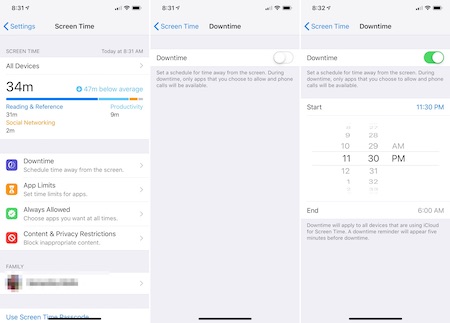 Screen Time downtime