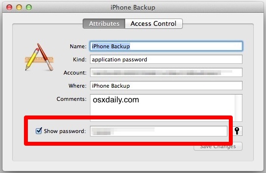 Show the lost password for encrypted iPhone backup