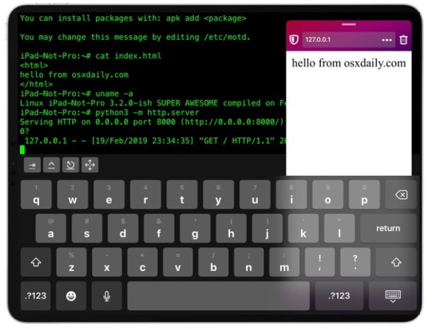 Simple web server running on iPad or iPhone