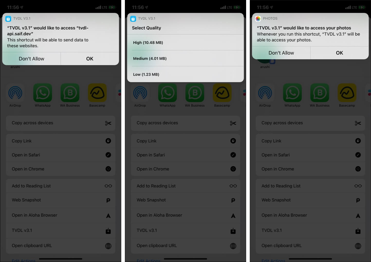 Tap OK from notification and choose video quality to download Twitter video