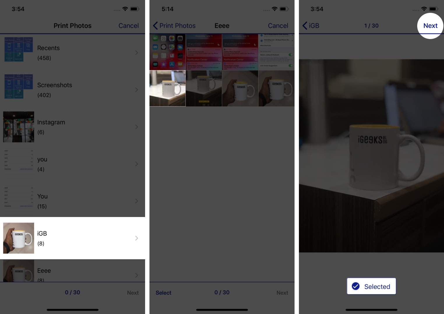 tap on file location select file and tap on next on iphone