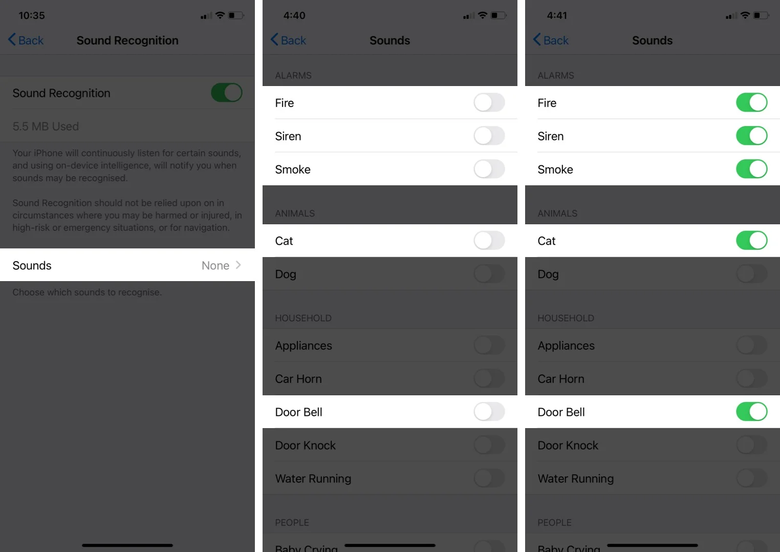 tap on sound and then turn on different sounds on iphone