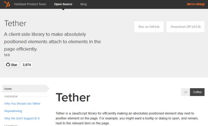 Tether JavaScript Library