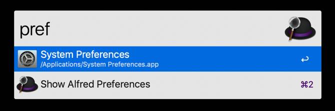 Alfred search bringing up preferences