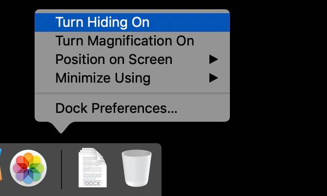 Enabling hiding the macOS Dock