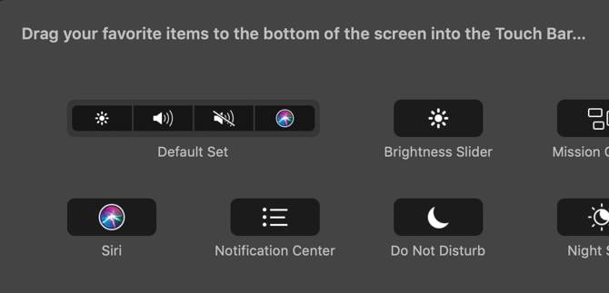 macOS Touch Bar settings
